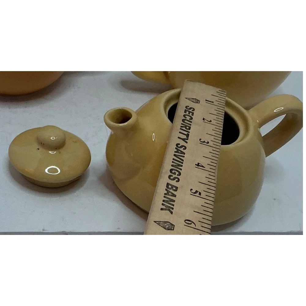 Pier 1 Vintage Tea For One Stacking Teapot and Cafe Au Lait Mug Set Yellow Organ